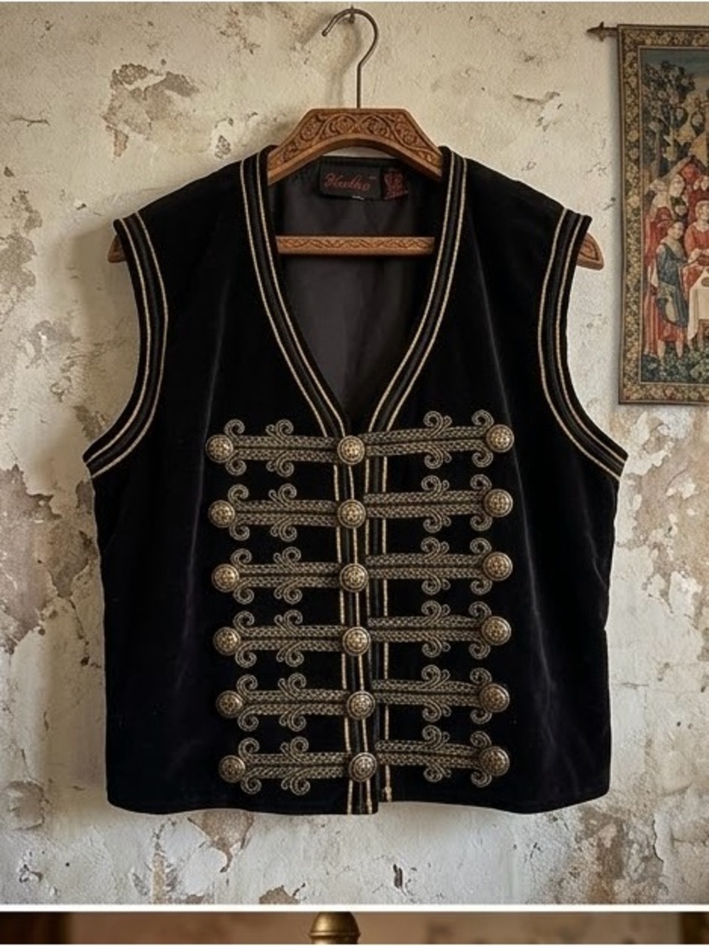 Windlass Black Velvet Military Hussar Vest L/XL